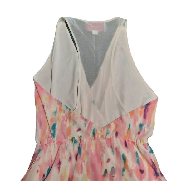 $5 For $25* Rory Becca Abstract Multicolored Sheer Back Romper- Size Large - Picture 9 of 10
